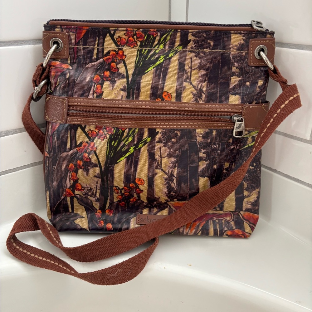 Sakroots Brown Floral Chameleon Crossbody Bag
